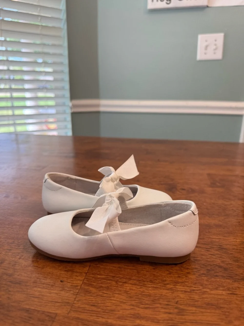 L'Amour Pauline Special Occasion Bow Flat White Ribbon Tie Ballet Flat shoes 10